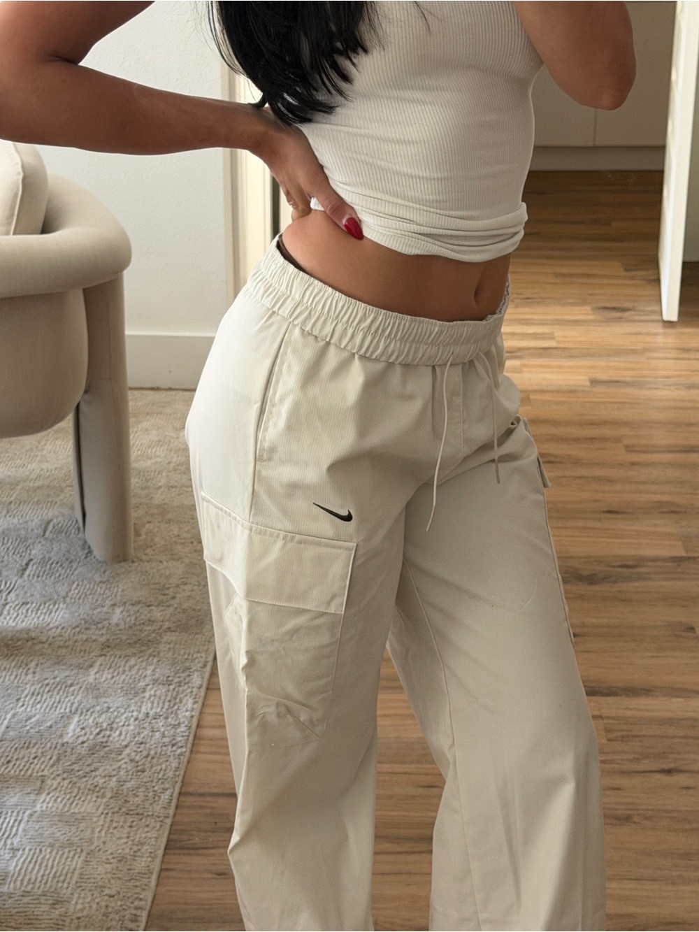 Nike Women's Cream Cargo Track Joggers - Picture 4 of 7